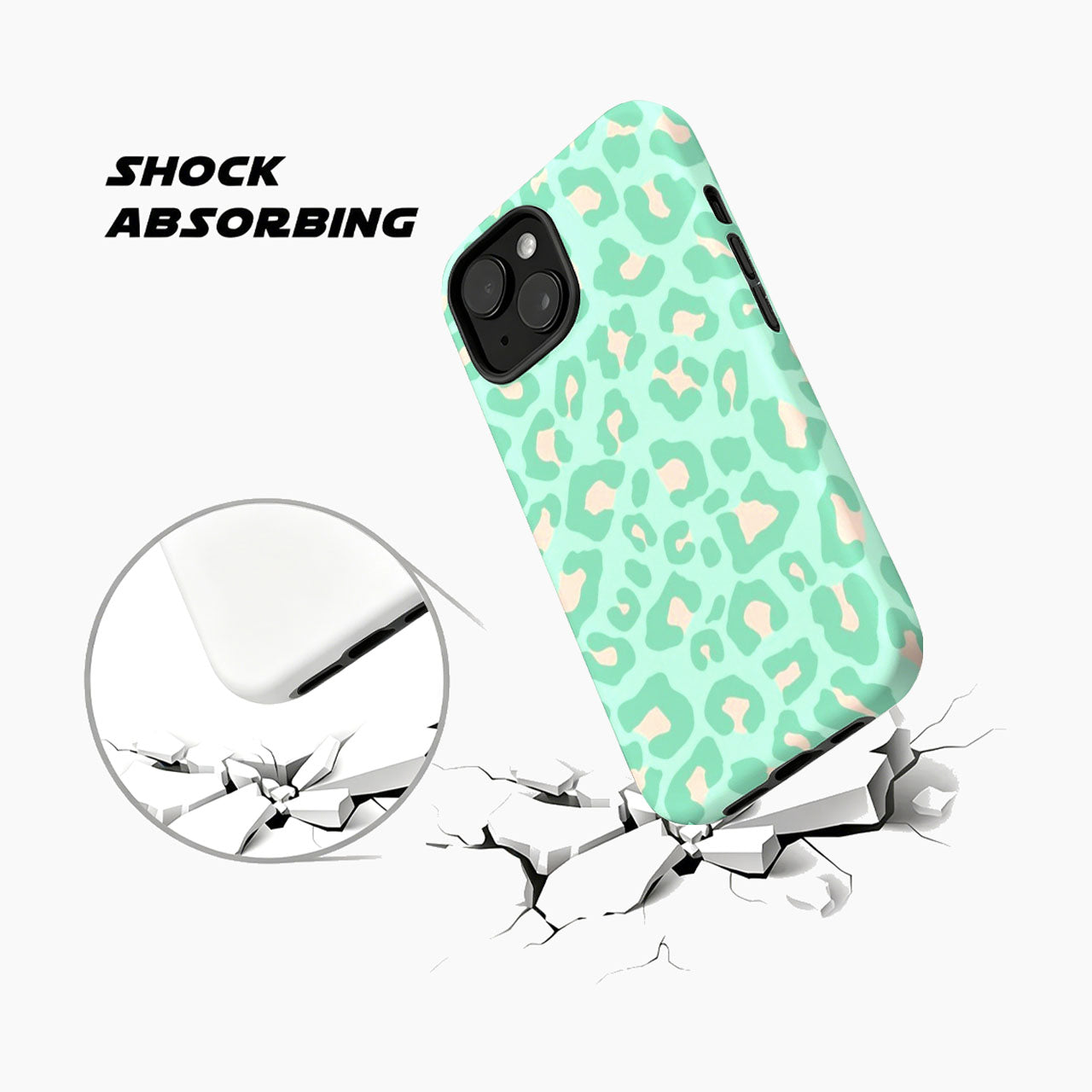 Refreshing Mint Leopard Print Phone Case