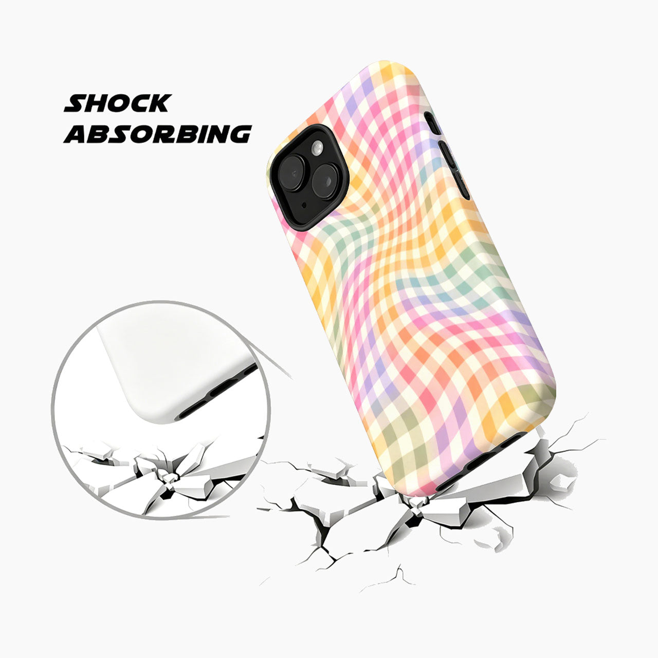 Wavy Rainbow Gingham Phone Case