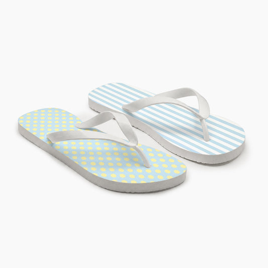 Sky Stripe Lemon Dot Flip Flops