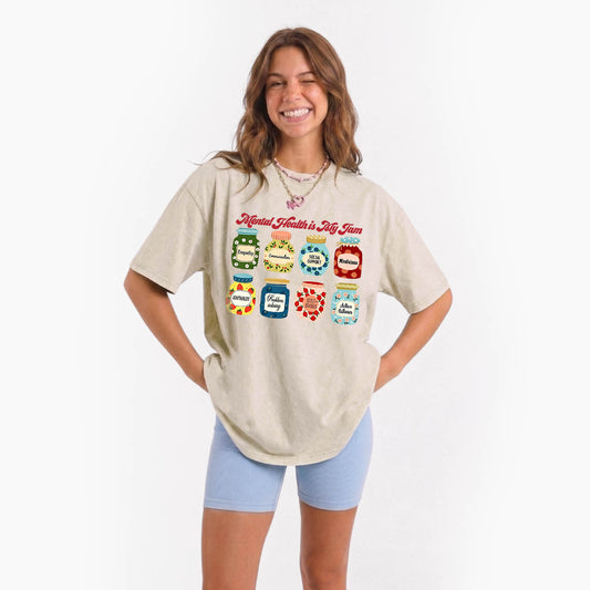 Mental Health Is My Jam Motivational Washed Tees