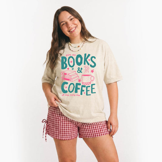 Books and Coffee Washed Tees