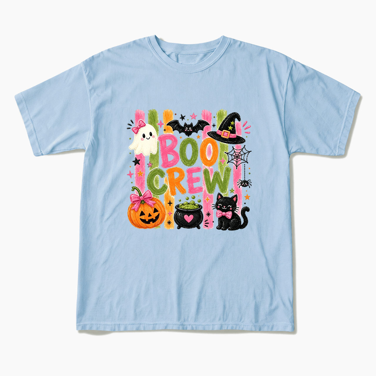 Striped Boo Crew Halloween T Shirts