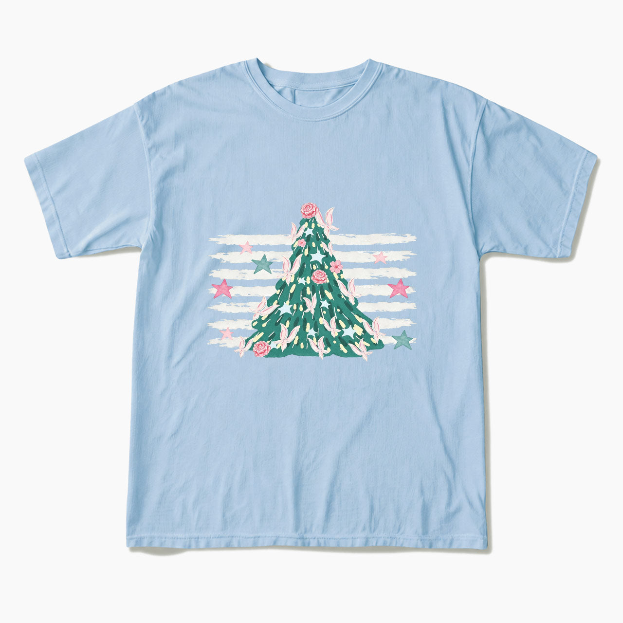 Pink Striped Christmas Tree Christmas T Shirts