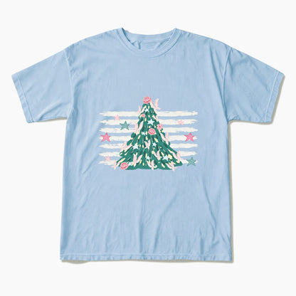 Pink Striped Christmas Tree Christmas T Shirts