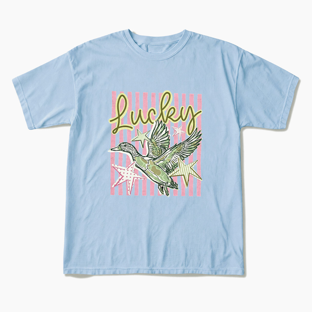 Flying Mallard Duck Lucky Striped T Shirts