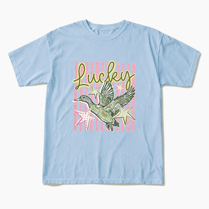Flying Mallard Duck Lucky Striped T Shirts