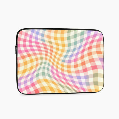 Wavy Rainbow Gingham Laptop Sleeve