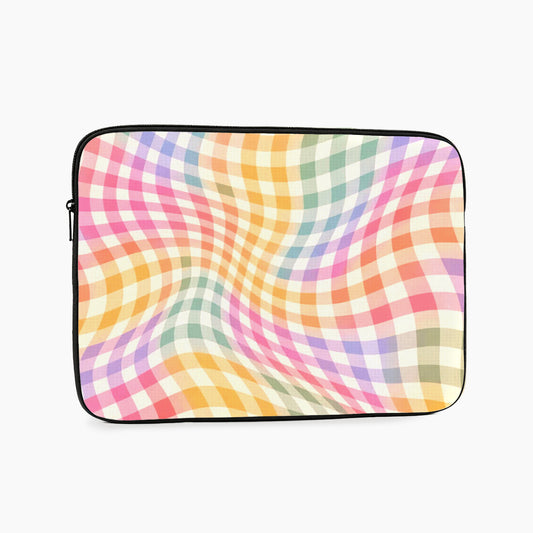 Wavy Rainbow Gingham Laptop Sleeve