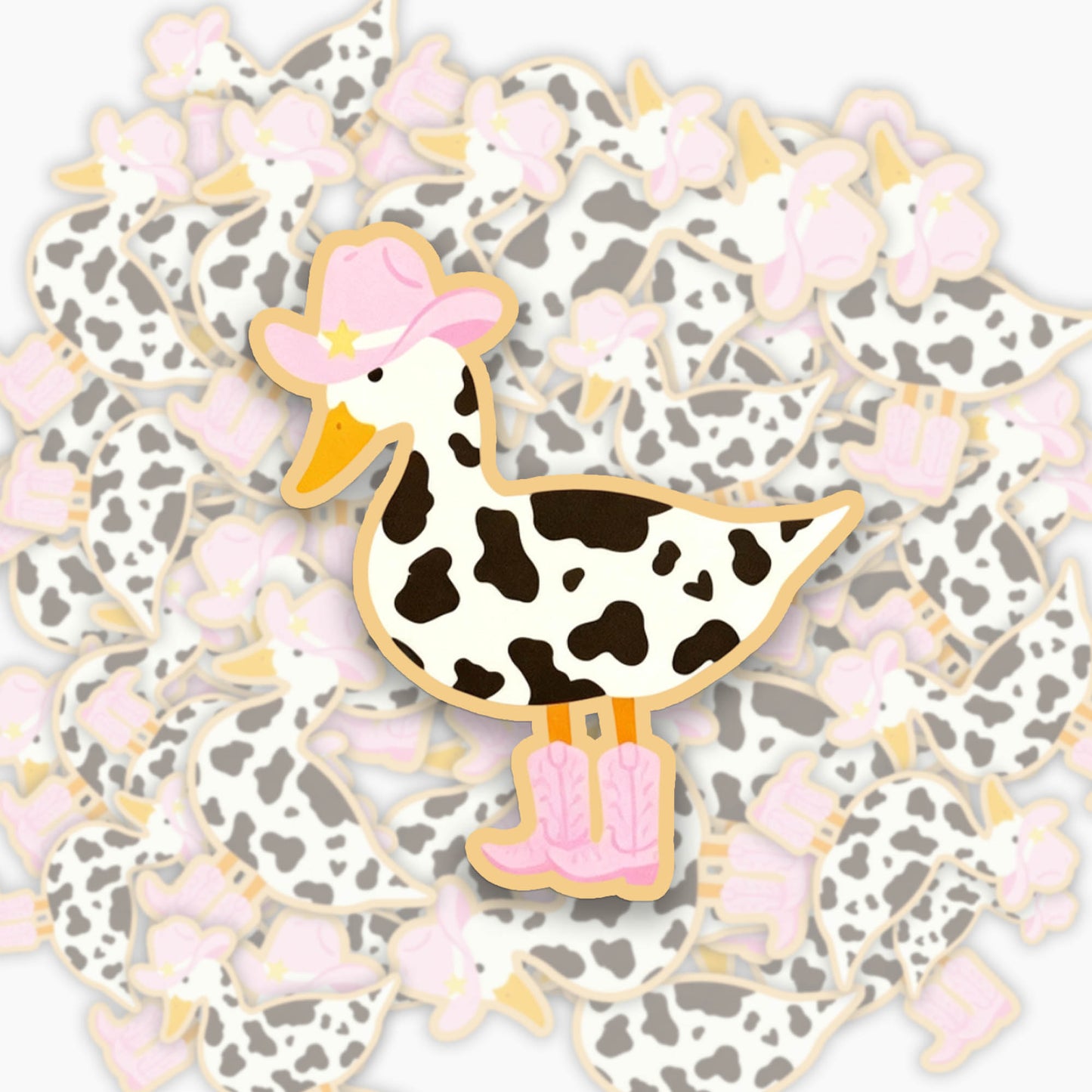Pink Cowgirl Duck Sticker Jellypine
