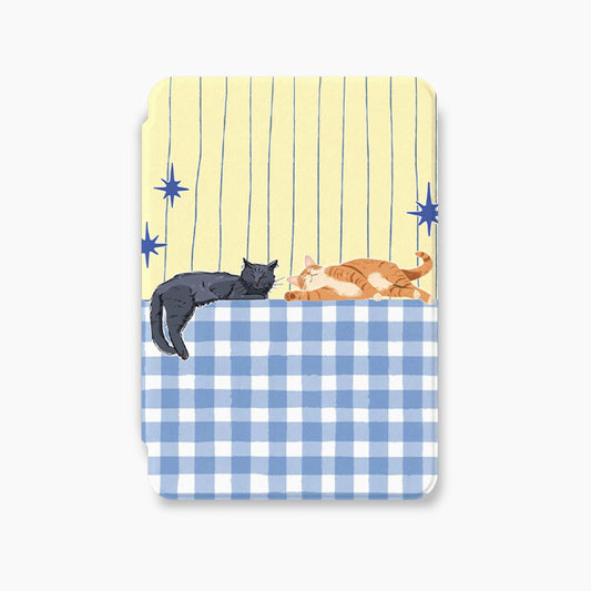 Sleepy Gingham Kitties Kindle Case