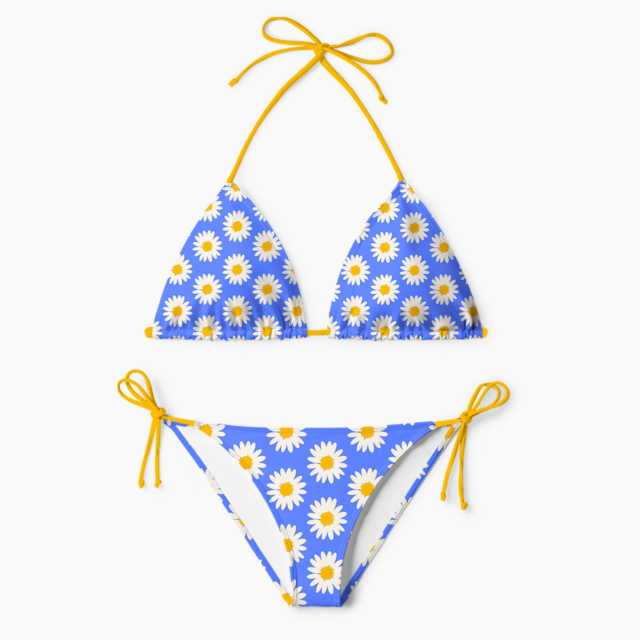 Blue Sky Daisy Print Bikini Set