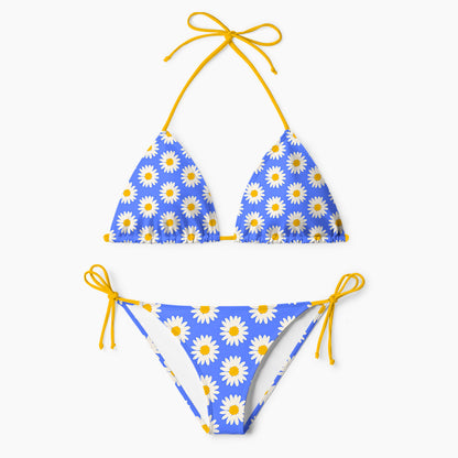 Blue Sky Daisy Print Bikini Set