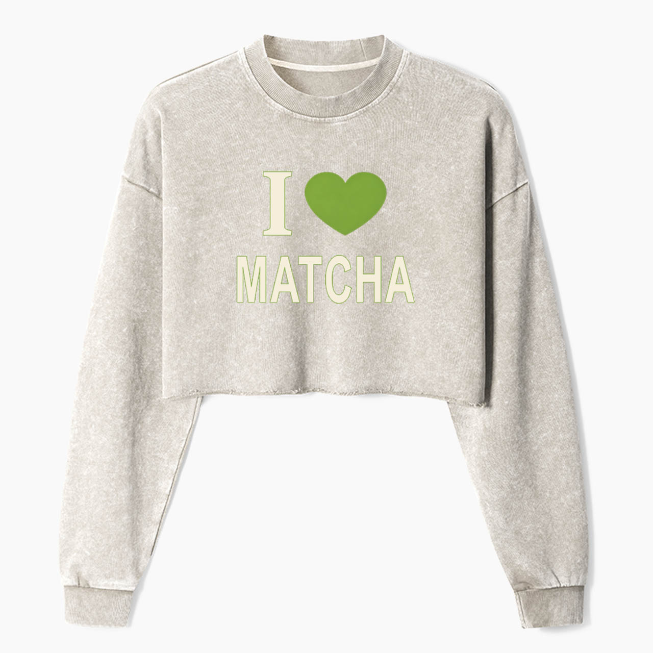 I Love Matcha Crop Washed Sweatshirts