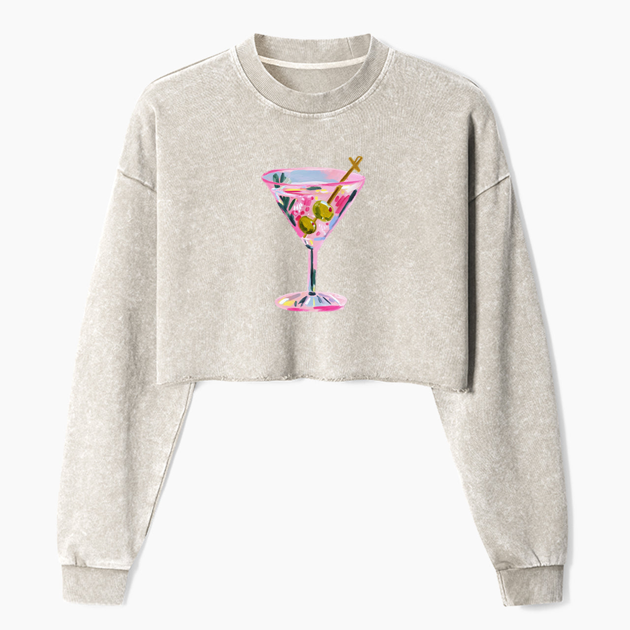 Pink Martini Crop Washed Sweatshirts