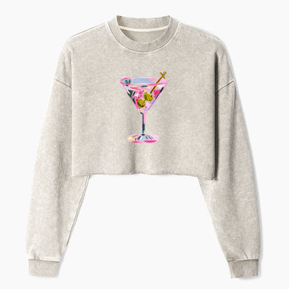 Pink Martini Crop Washed Sweatshirts