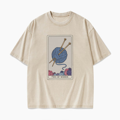 Two of Wands Tarot Card Washed Tees