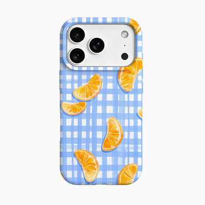 Blue Gingham Citrus Day Phone Case