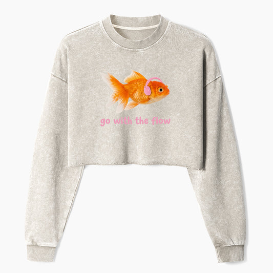 Go With the Flow Crop Washed Sweatshirts