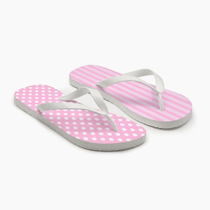 Pink Polka Stripe Flip Flops
