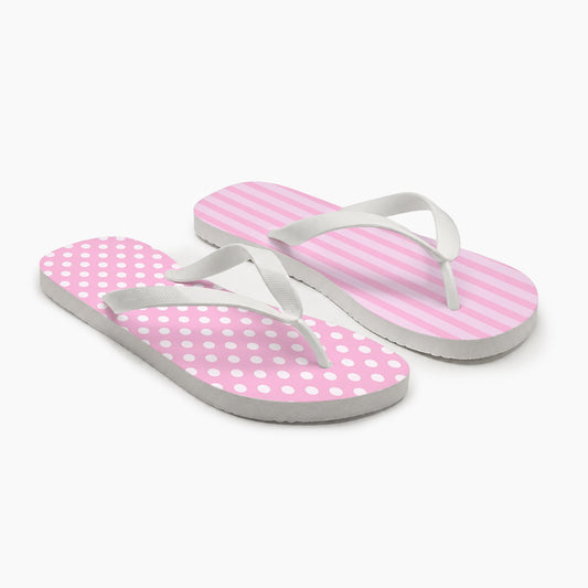 Pink Polka Stripe Flip Flops