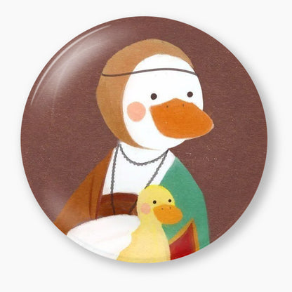 Quirky Duck Family Portrait Pin Badge