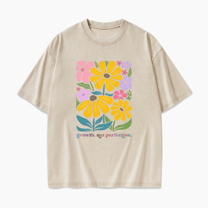 Growth Not Perfection Floral Washed Tees