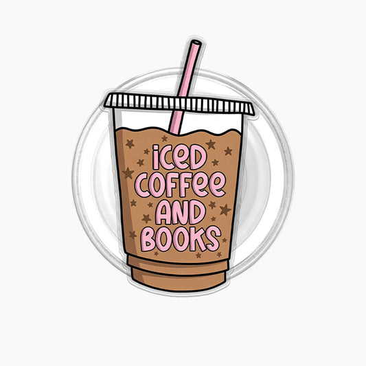 Iced Coffee And Books Magnetic Phone Grip Holder Jellypine