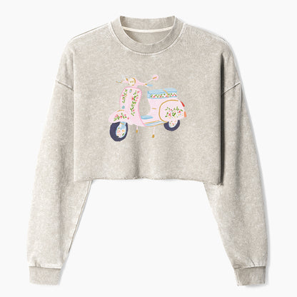 Blooming Ride Crop Washed Sweatshirts