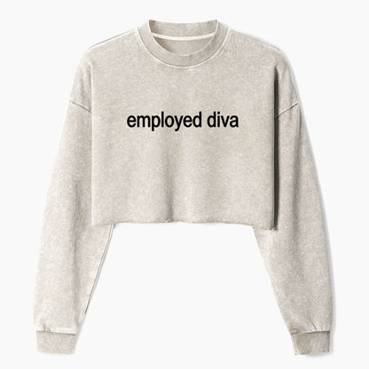 Employed Diva Crop Washed Sweatshirts