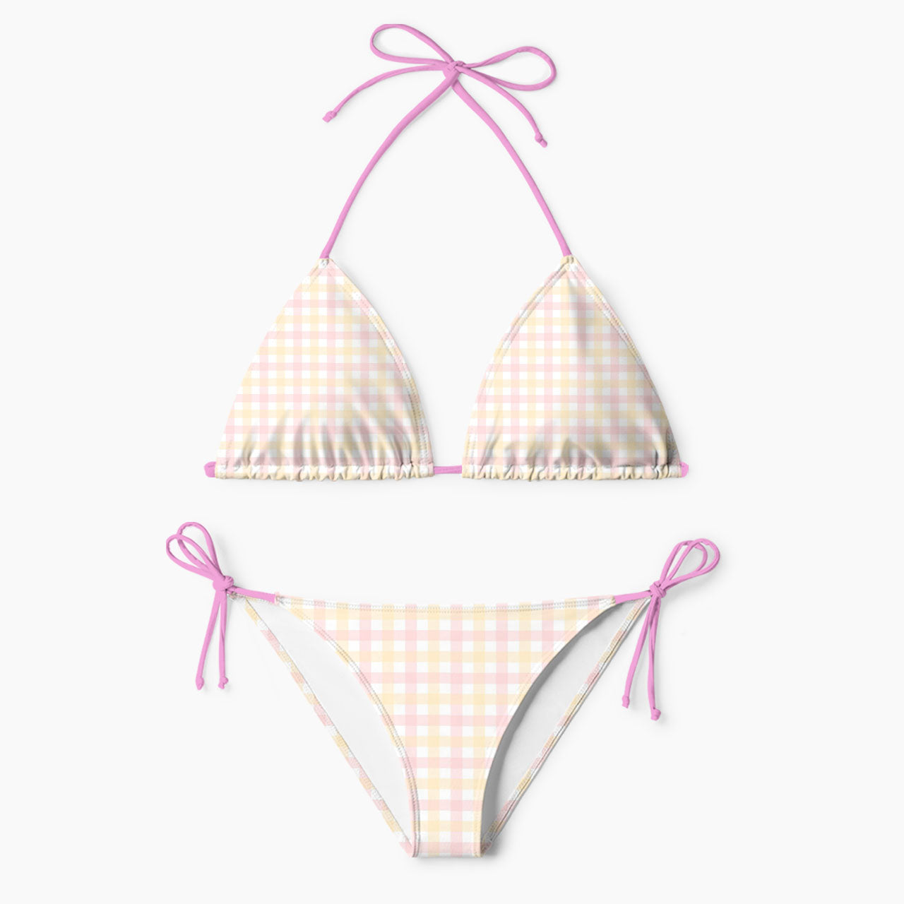 Pastel Picnic Gingham Print Bikini Set