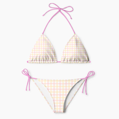 Pastel Picnic Gingham Print Bikini Set