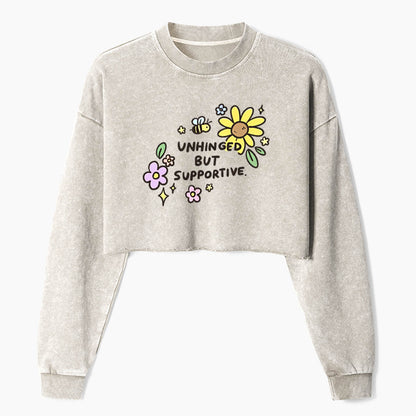 Unhinged But Supportive Crop Washed Sweatshirts