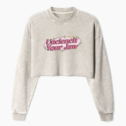 Unclench Your Jaw Crop Washed Sweatshirts