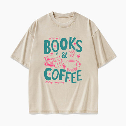 Books and Coffee Washed Tees