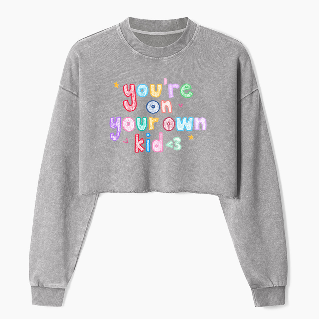 Stand On Your Own Two Feet Crop Washed Sweatshirts