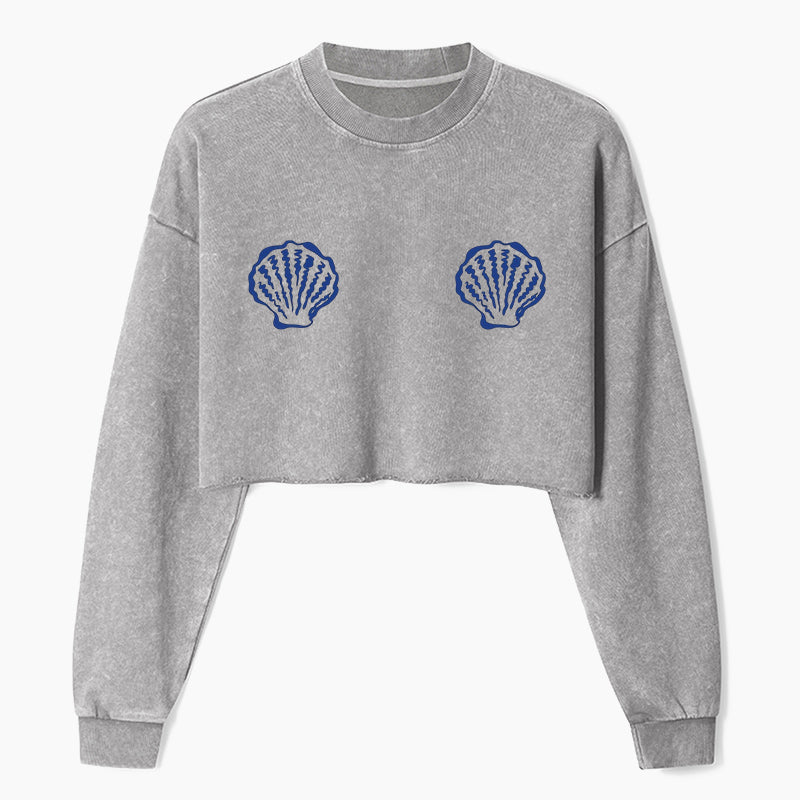 Sunny Seashell Crop Washed Sweatshirts