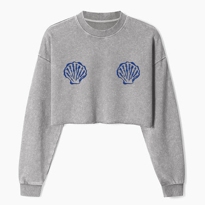 Sunny Seashell Crop Washed Sweatshirts