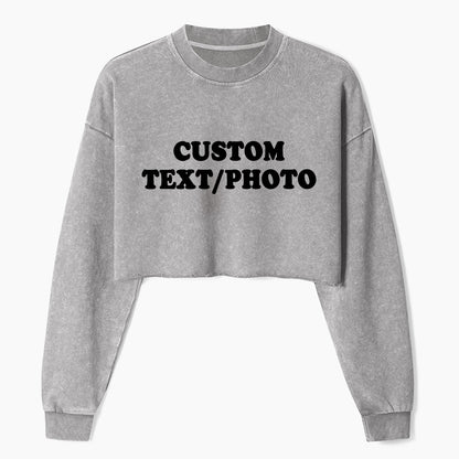 Custom Personalized Text Photo Crop Washed Sweatshirts Jellypine