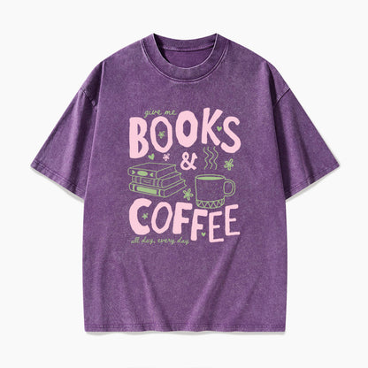Books and Coffee Washed Tees