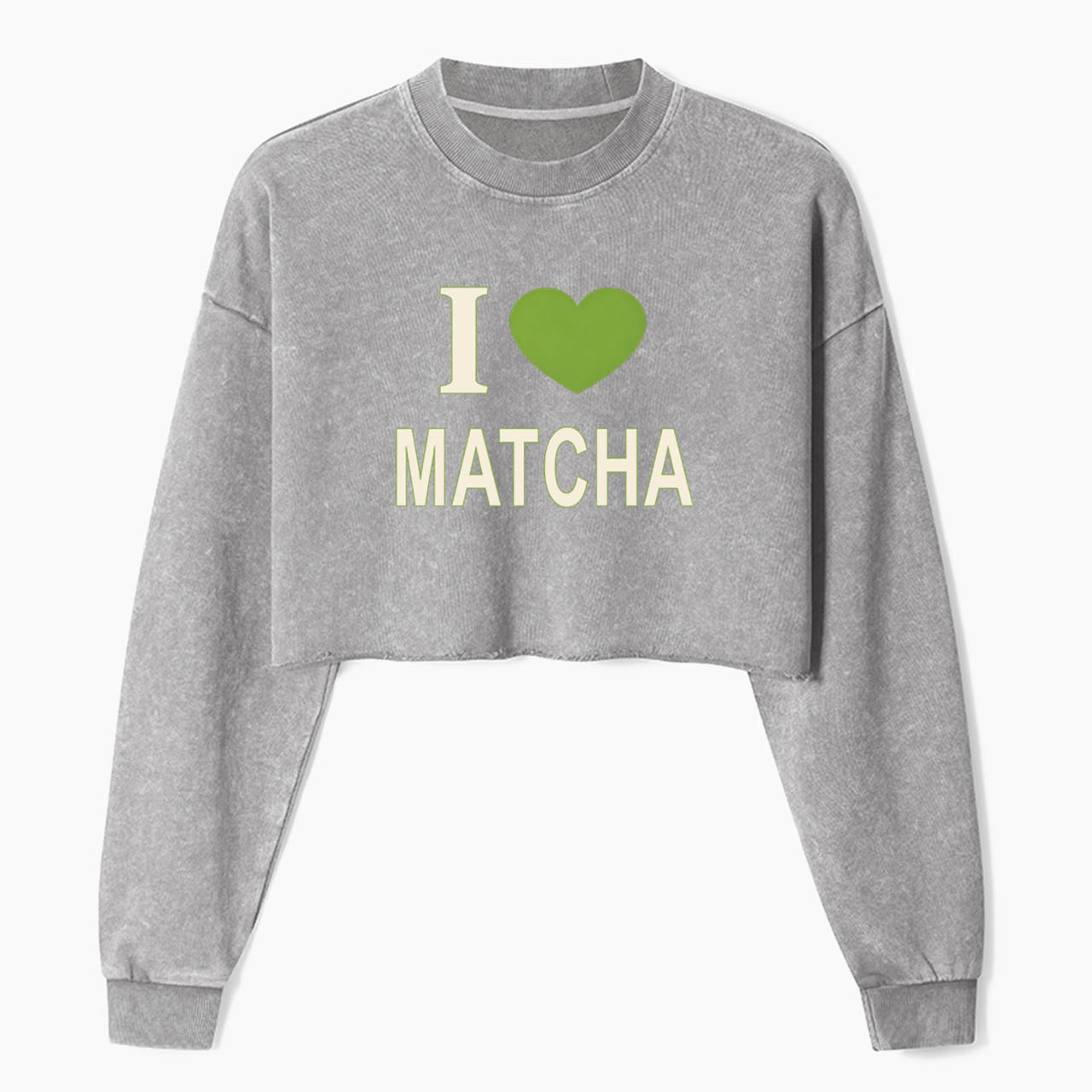 I Love Matcha Crop Washed Sweatshirts