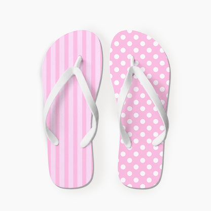 Pink Polka Stripe Flip Flops
