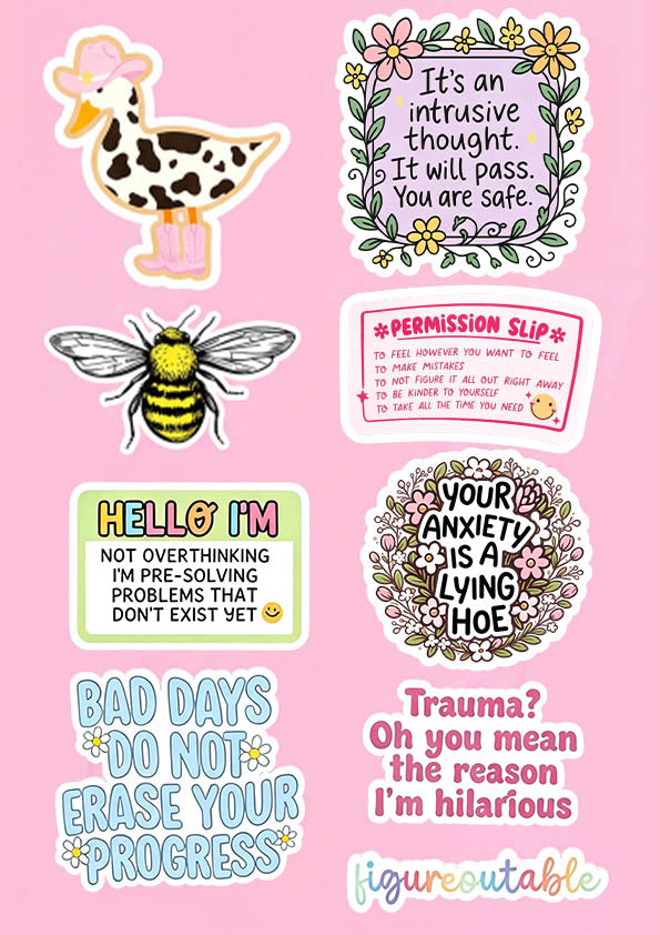 Jellypine Favorites Pink Mental Health Affirmation Sticker Of 9