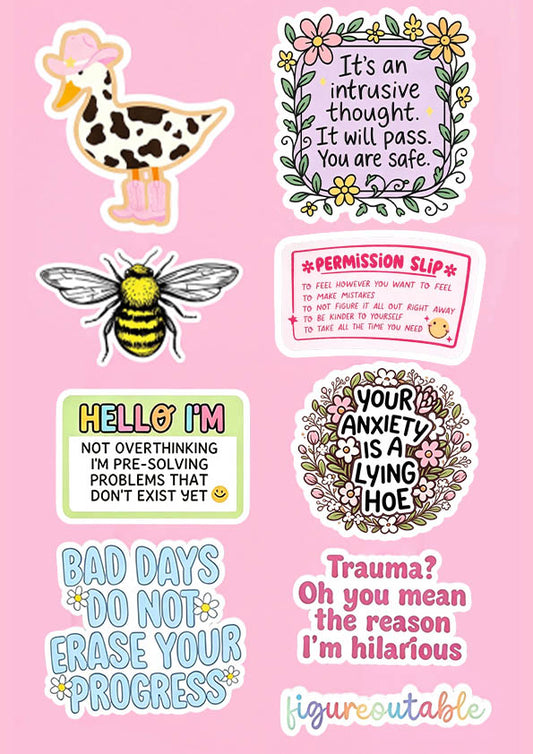Jellypine Favorites Pink Mental Health Affirmation Sticker Of 9