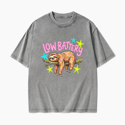 Low Battery Sloth Washed Tees