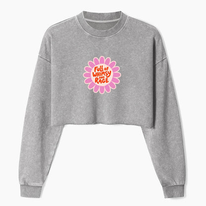 Full of Whimsy and Rage Crop Washed Sweatshirts