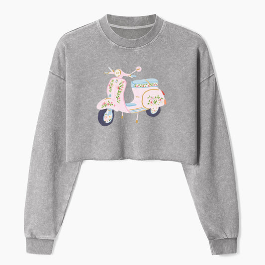 Blooming Ride Crop Washed Sweatshirts