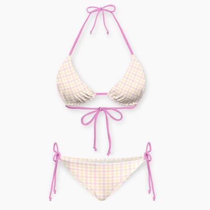 Pastel Picnic Gingham Print Bikini Set