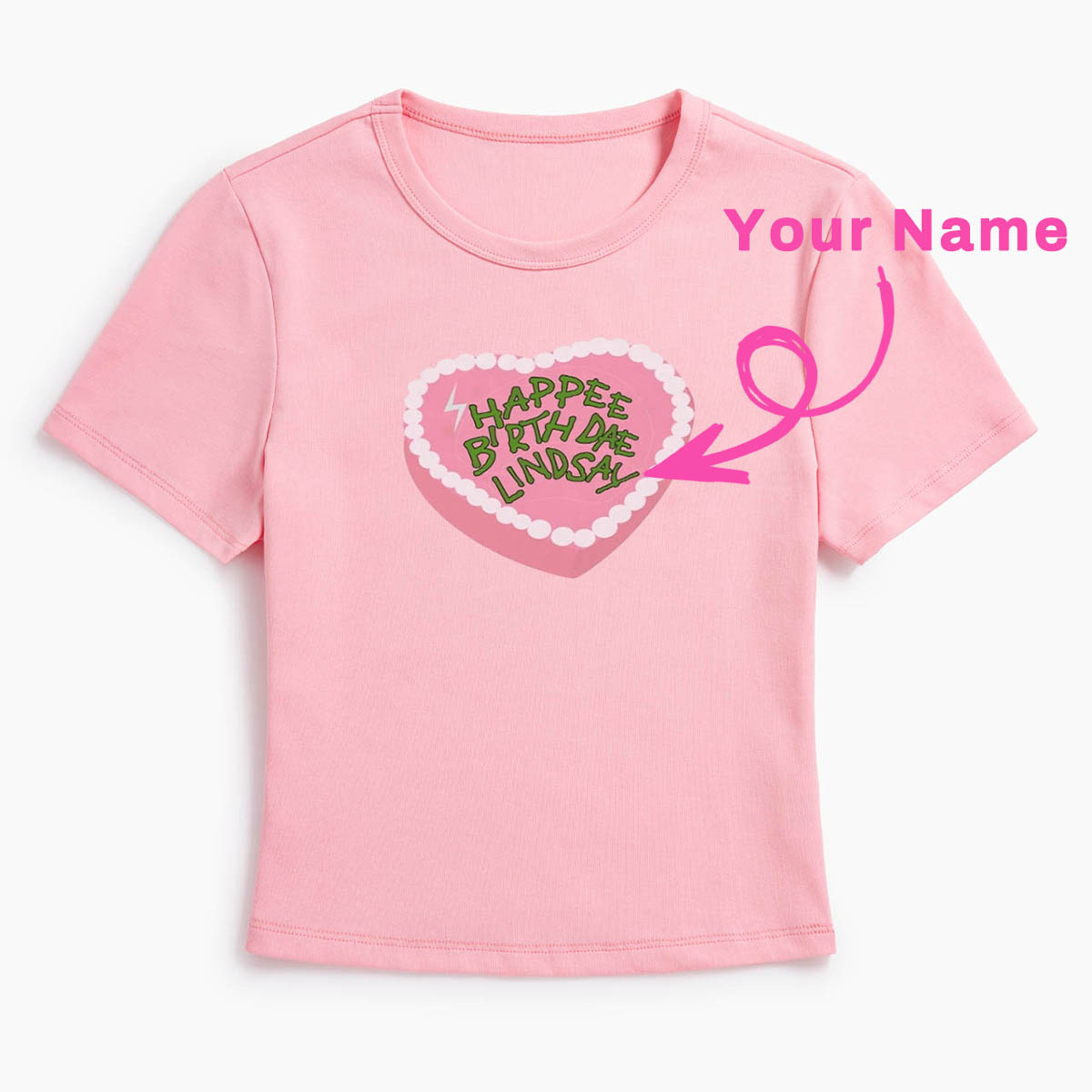 Personalized Name Happy Birthday Cake Baby Tee