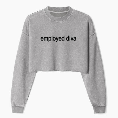Employed Diva Crop Washed Sweatshirts