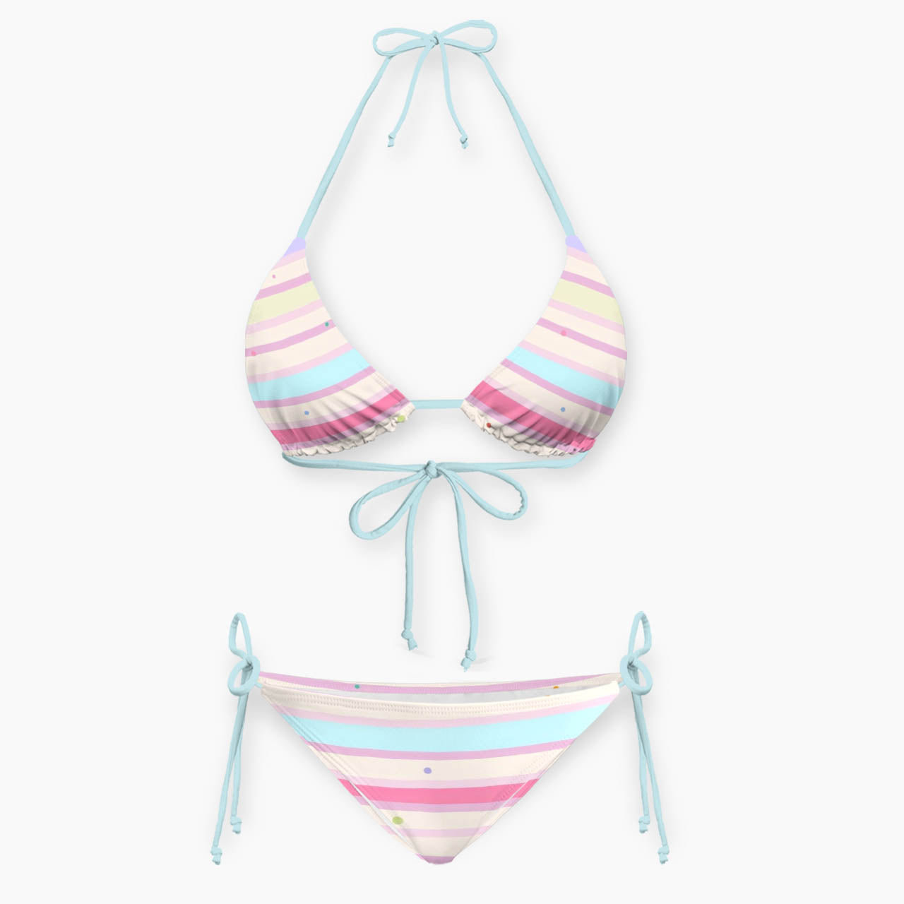 Marshmallow Rainbow Stripe Print Bikini Set